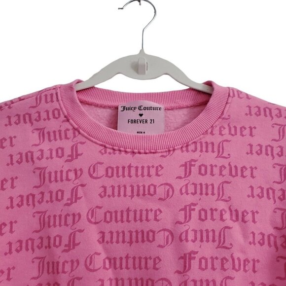 Juicy Couture x Forever 21 Crop Sweater‎ Small Pink Fleece Pullover Barbiecore - Picture 2 of 9